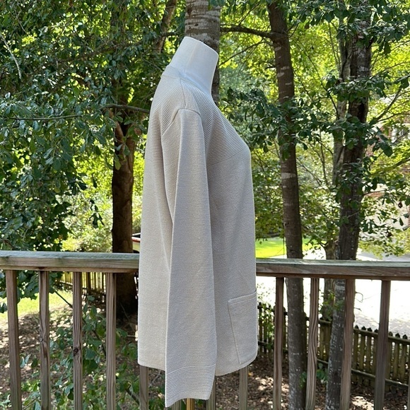 VINTAGE Taupe Cardigan Front Pockets Vertical/Horizontal Stitching XL - Picture 7 of 12